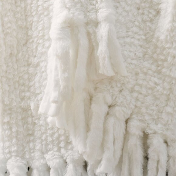Monique Lhuillier Avryll Faux Fur Throw Blanket White Soft Woven Yarn Dyed NWT - Picture 2 of 6